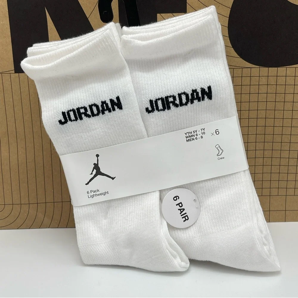 Jordan White Athletic Crew Socks JORDAN JUMPMAN CREW Socks 6PK